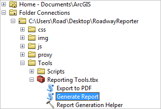 Opening the Generate Report tool Opening the Generate Report tool